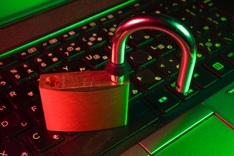 Security padlock on keyboard